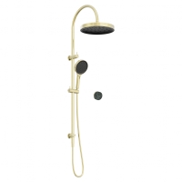 Душевая стойка ABBER Marmor AF8B20BG-H04BG без излива, ручка Rhine Onyx, золото брашированное