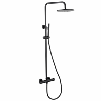 Душевая стойка ABBER Wasser Kreis AF8160BL с термостатом без излива, черный матовый