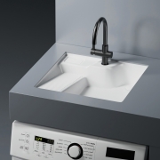 Раковина на стиральную машину встраиваемая снизу ABBER Rechteck AC2224L белая