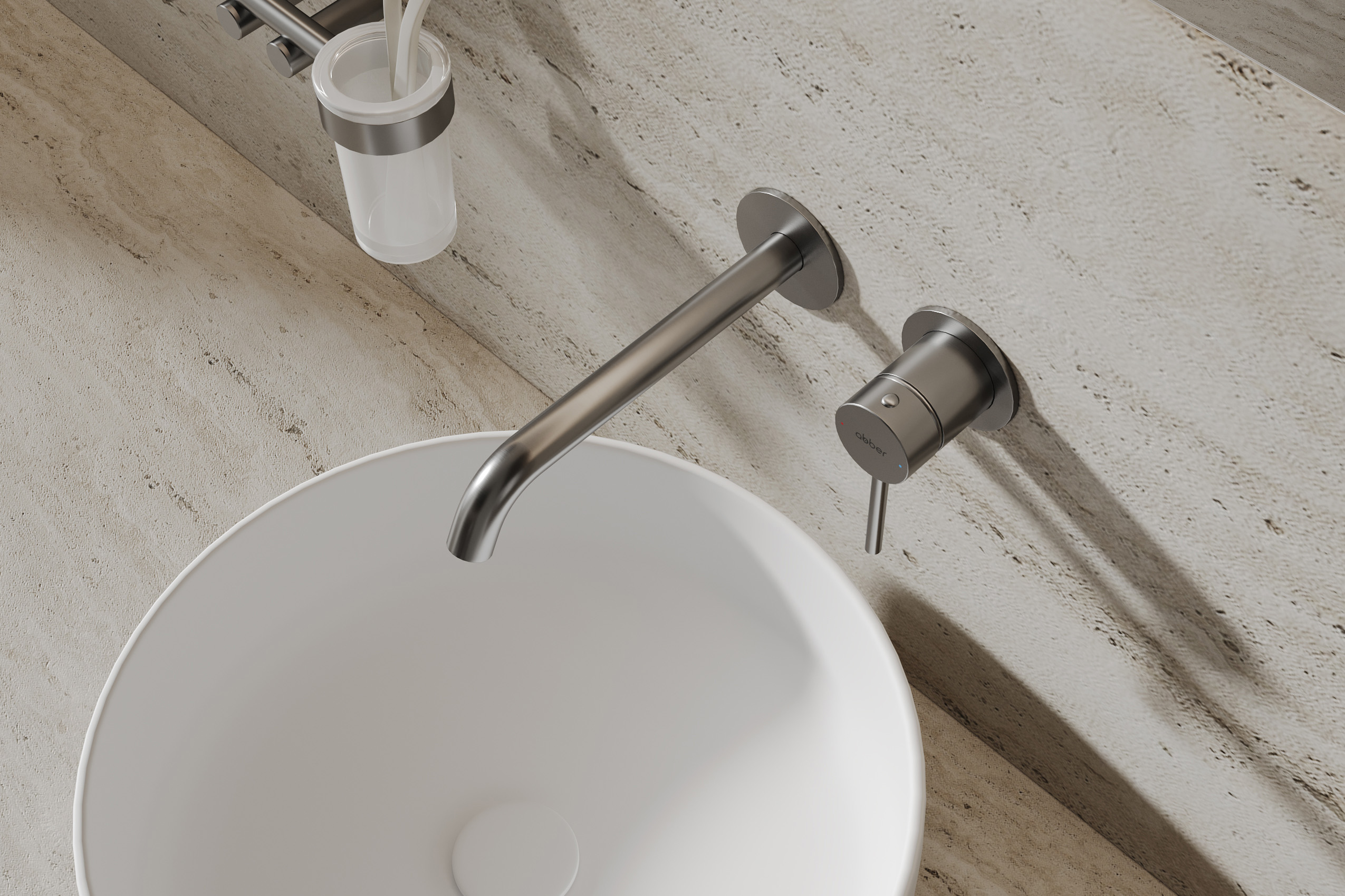 Смеситель ABBER Wasser Kreis 316 для раковины, оружейная сталь брашированная 9