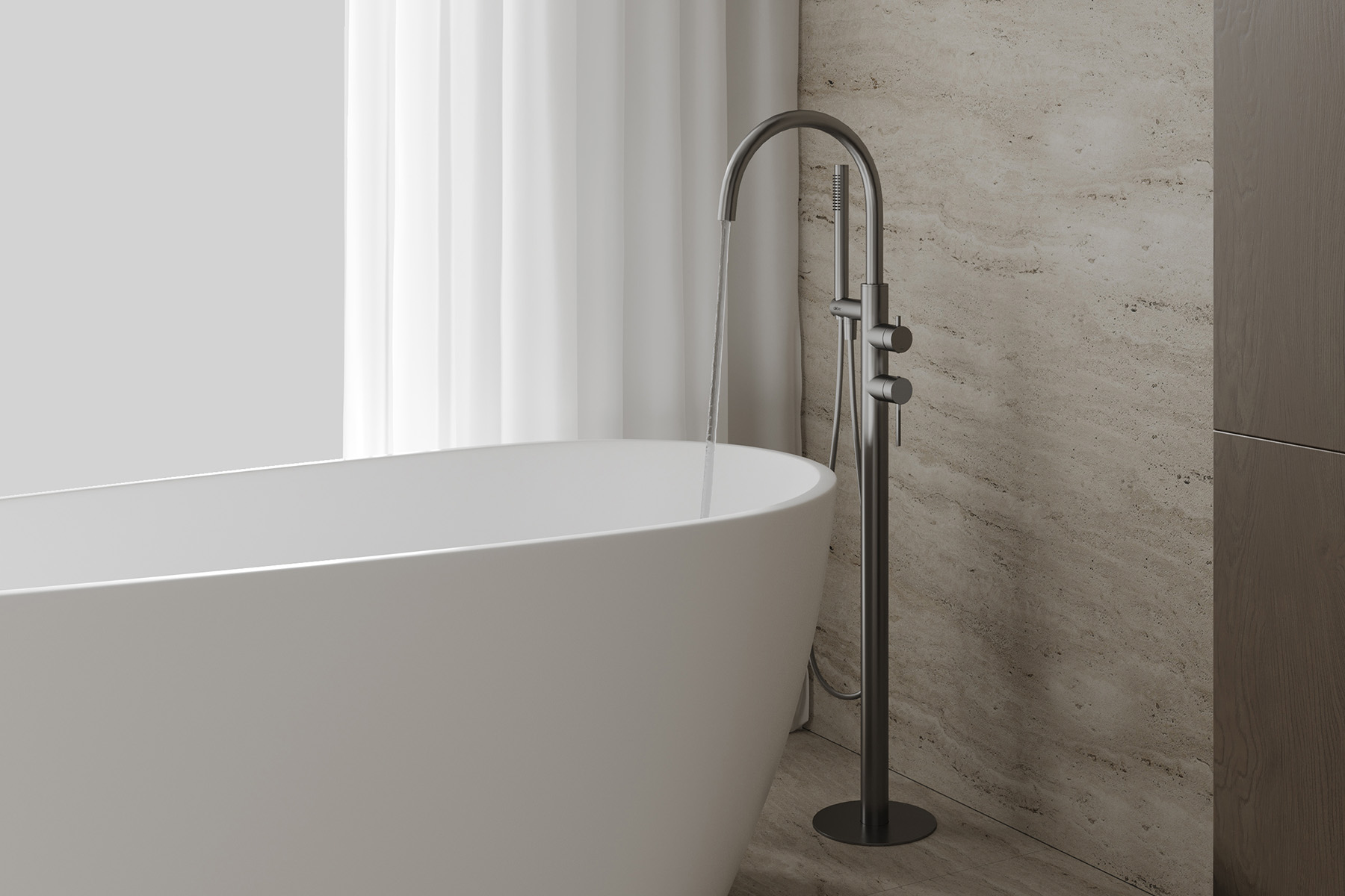 Смеситель ABBER Wasser Kreis 316 для ванны с душем, оружейная сталь брашированная 8