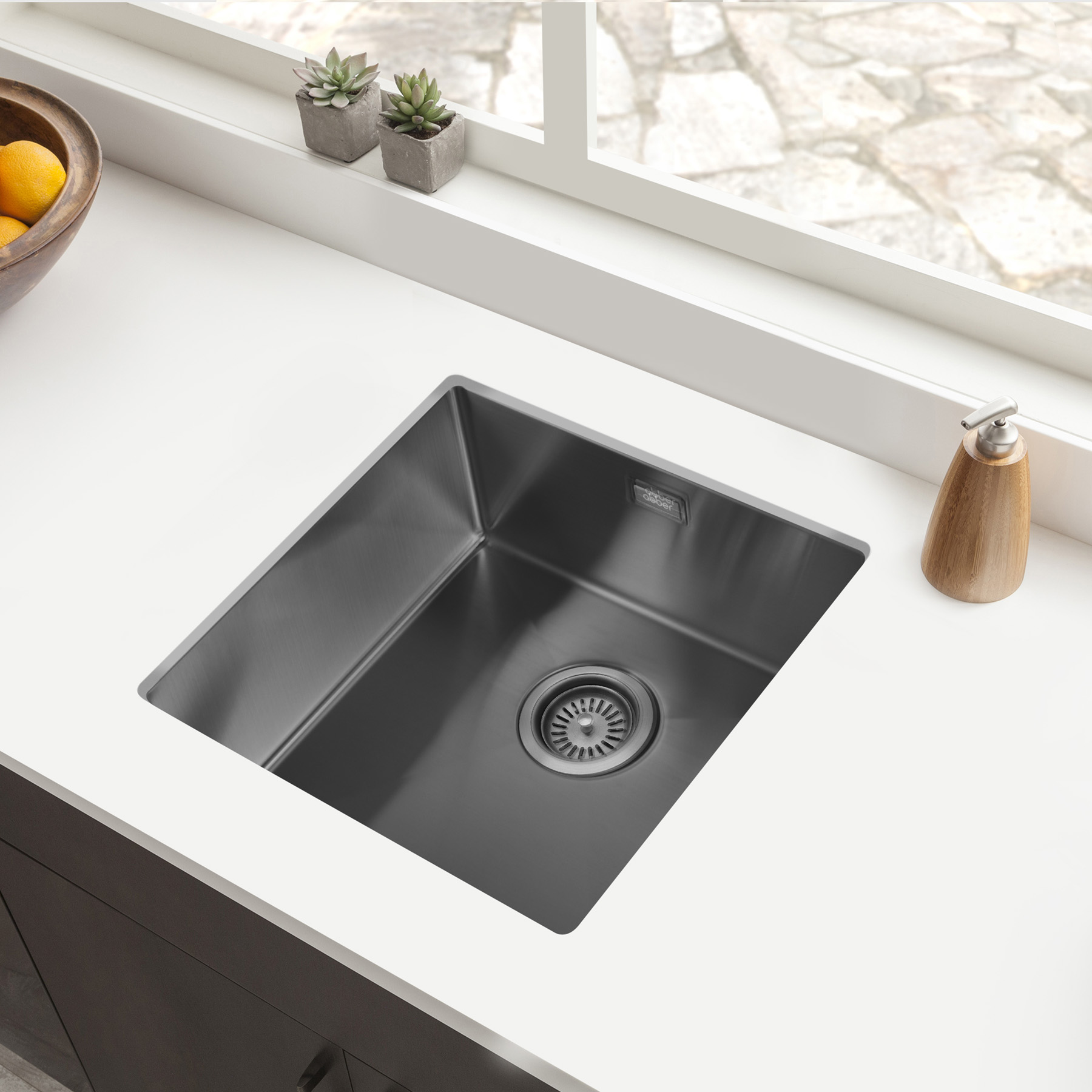 Кухонная мойка ABBER Wasser Kreis AF2195MB черная матовая 3