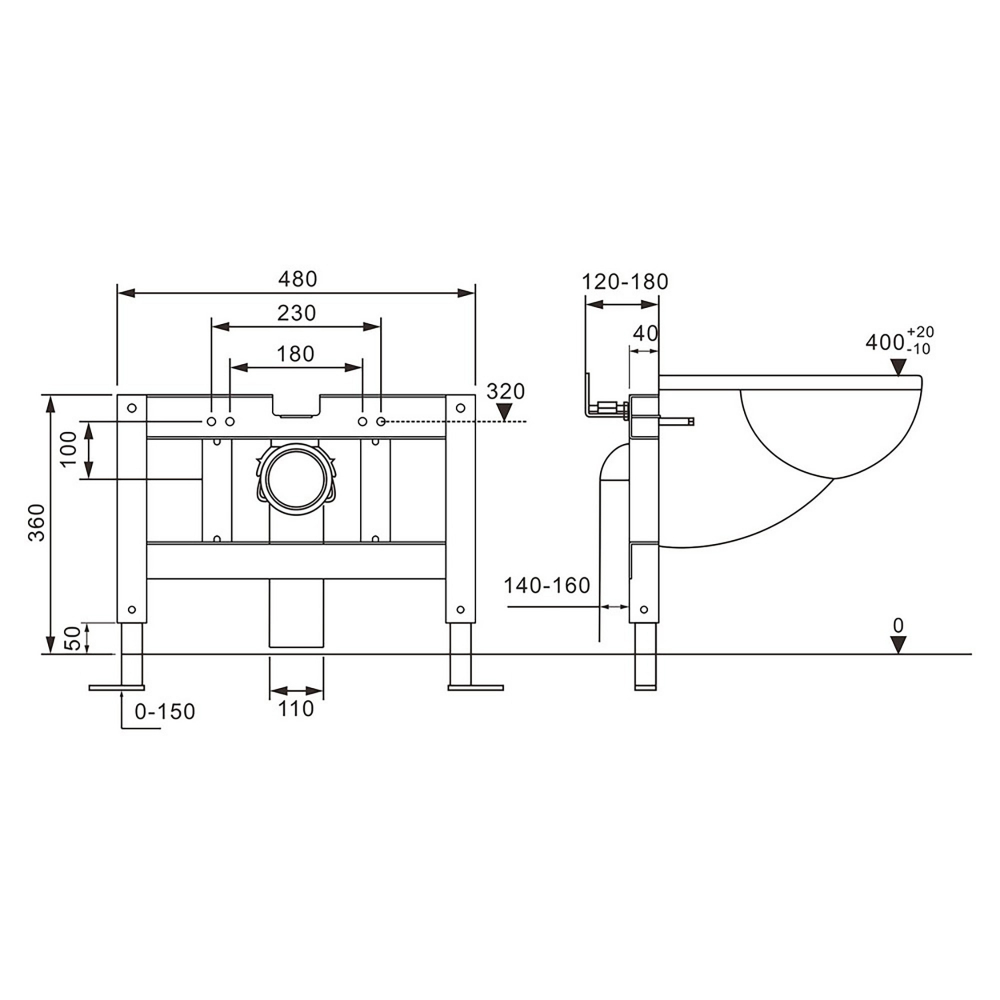 Комплект ABBER подвесной унитаз Bequem AC1107P белый с импульсным смывом с инсталляцией AC0101P 5
