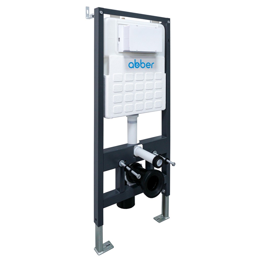 Комплект подвесной унитаз ABBER Rechteck AC1201 белый с инсталляцией AC0105 и кнопкой AC0121NG никель 5