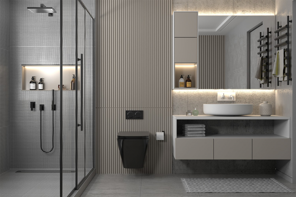 Комплект подвесной унитаз ABBER Rechteck AC1201MB черный матовый с инсталляцией AC0105 и кнопкой AC0120NG никель 3