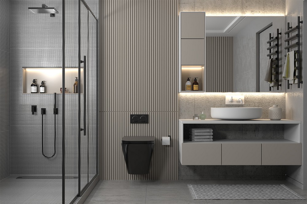 Комплект подвесной унитаз ABBER Rechteck AC1201MB черный матовый с инсталляцией AC0105 и кнопкой AC0120MMG золото матовое 2