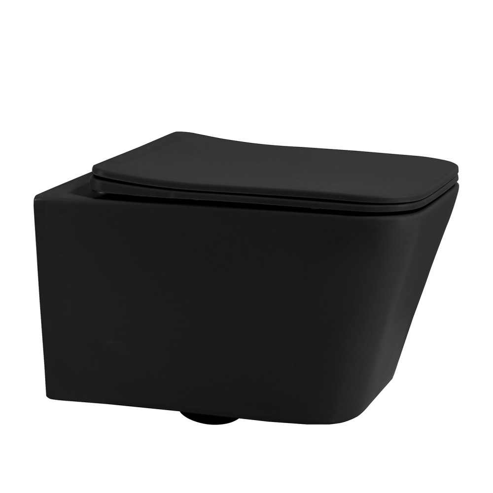 Комплект подвесной унитаз ABBER Rechteck AC1201MB черный матовый с инсталляцией AC0105 и кнопкой AC0120MMG золото матовое 4