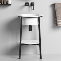 Консоль с керамической раковиной ABBER Bequem AC2130MW белый матовый