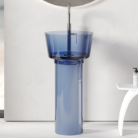 Раковина отдельностоящая прозрачная ABBER Kristall AT2702Saphir-H синяя