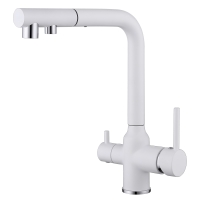 Смеситель ABBER Emotion AF8814W для кухни с подключением фильтра и выдвижной лейкой, белый матовый