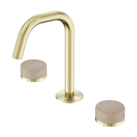 Смеситель ABBER Marmor AF8B07BG-H02BG-H02BG для раковины, ручки Lech Sand, золото брашированное