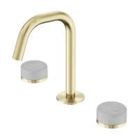 Смеситель ABBER Marmor AF8B07BG-H03BG-H03BG для раковины, ручки Tirol Weiss, золото брашированное