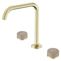 Смеситель ABBER Marmor AF8B07BG-L-H02BG-H02BG для раковины, ручки Lech Sand, золото брашированное