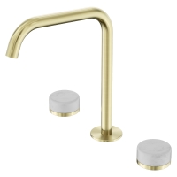 Смеситель ABBER Marmor AF8B07BG-L-H03BG-H03BG для раковины, ручки Tirol Weiss, золото брашированное