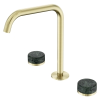 Смеситель ABBER Marmor AF8B07BG-L-H04BG-H04BG для раковины, ручки Rhine Onyx, золото брашированное