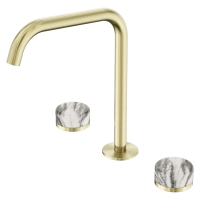 Смеситель ABBER Marmor AF8B07BG-L-H05BG-H05BG для раковины, ручки Wiener Marmor, золото брашированное