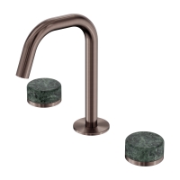 Смеситель ABBER Marmor AF8B07BZ-H04BZ-H04BZ для раковины, ручки Rhine Onyx, бронза брашированная