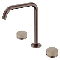 Смеситель ABBER Marmor AF8B07BZ-L-H02BZ-H02BZ для раковины, ручки Lech Sand, бронза брашированная