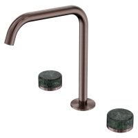 Смеситель ABBER Marmor AF8B07BZ-L-H04BZ-H04BZ для раковины, ручки Rhine Onyx, бронза брашированная