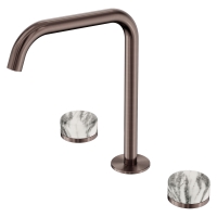 Смеситель ABBER Marmor AF8B07BZ-L-H05BZ-H05BZ для раковины, ручки Wiener Marmor, бронза брашированная