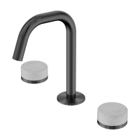 Смеситель ABBER Marmor AF8B07GM-H03GM-H03GM для раковины, ручки Tirol Weiss, оружейная сталь брашированная