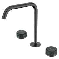 Смеситель ABBER Marmor AF8B07GM-L-H04GM-H04GM для раковины, ручки Rhine Onyx, оружейная сталь брашированная