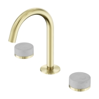 Смеситель ABBER Marmor AF8B08BG-H03BG-H03BG для раковины, ручки Tirol Weiss, золото брашированное