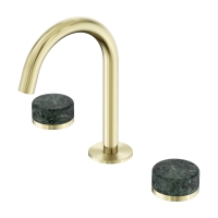 Смеситель ABBER Marmor AF8B08BG-H04BG-H04BG для раковины, ручки Rhine Onyx, золото брашированное
