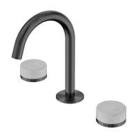 Смеситель ABBER Marmor AF8B08GM-H03GM-H03GM для раковины, ручки Tirol Weiss, оружейная сталь брашированная