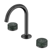 Смеситель ABBER Marmor AF8B08GM-H04GM-H04GM для раковины, ручки Rhine Onyx, оружейная сталь брашированная