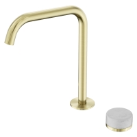Смеситель ABBER Marmor AF8B091BG-L-H03BG для раковины, прогрессивный, ручка Tirol Weiss, золото брашированное