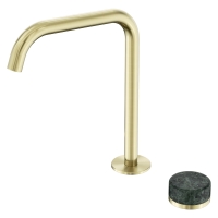 Смеситель ABBER Marmor AF8B091BG-L-H04BG для раковины, прогрессивный, ручка Rhine Onyx, золото брашированное