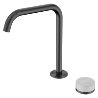 Смеситель ABBER Marmor AF8B091GM-L-H03GM для раковины, прогрессивный, ручка Tirol Weiss, оружейная сталь брашированная