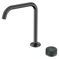 Смеситель ABBER Marmor AF8B091GM-L-H04GM для раковины, прогрессивный, ручка Rhine Onyx, оружейная сталь брашированная