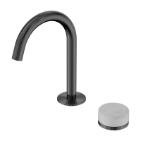 Смеситель ABBER Marmor AF8B09GM-H03GM для раковины, прогрессивный, ручка Tirol Weiss, оружейная сталь брашированная
