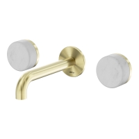 Смеситель ABBER Marmor AF8B121BG-H03BG-H03BG для раковины скрытого монтажа, прогрессивный, ручки Tirol Weiss, золото брашированное
