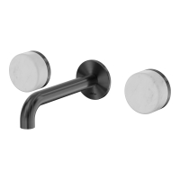 Смеситель ABBER Marmor AF8B121GM-H03GM-H03GM для раковины скрытого монтажа, прогрессивный, ручки Tirol Weiss, оружейная сталь брашированная