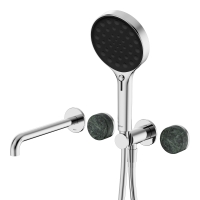 Смеситель ABBER Marmor AF8B30-H04-H04 для ванны скрытого монтажа с изливом, ручки Rhine Onyx, хром