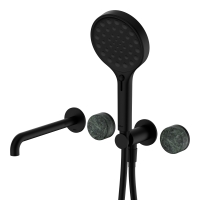 Смеситель ABBER Marmor AF8B30B-H04B-H04B для ванны скрытого монтажа с изливом, ручки Rhine Onyx, черный матовый
