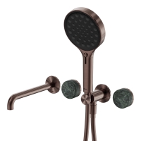 Смеситель ABBER Marmor AF8B30BZ-H04BZ-H04BZ для ванны скрытого монтажа с изливом, ручки Rhine Onyx, бронза брашированная