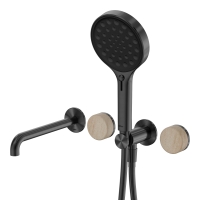 Смеситель ABBER Marmor AF8B30GM-H02GM-H02GM для ванны скрытого монтажа с изливом, ручки Lech Sand, оружейная сталь брашированная