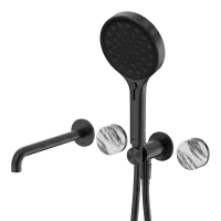 Смеситель ABBER Marmor AF8B30GM-H05GM-H05GM для ванны скрытого монтажа с изливом, ручки Wiener Marmor, оружейная сталь брашированная