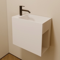 Тумба с раковиной ABBER Stein AS2656 L подвесная, белая матовая